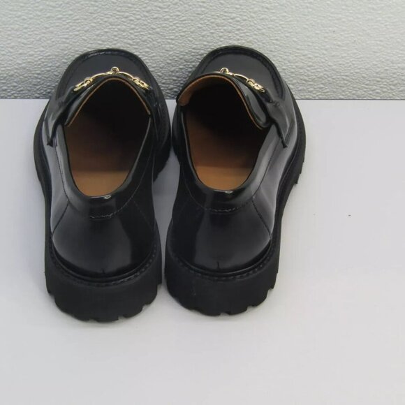 Thursday Everyday Women's Size 8.5 Penny Loafer Black Leather Gold Metal Detail - Picture 8 of 10